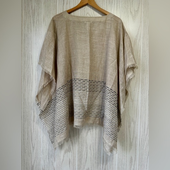 J.Jill Pure Jill Striped Fringed Poncho Size S-L NWOT - Picture 3 of 3